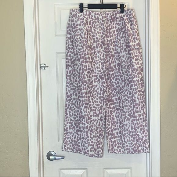 J.Crew Taryn Pants in Lilac Leopard Size 12 - Picture 2 of 11